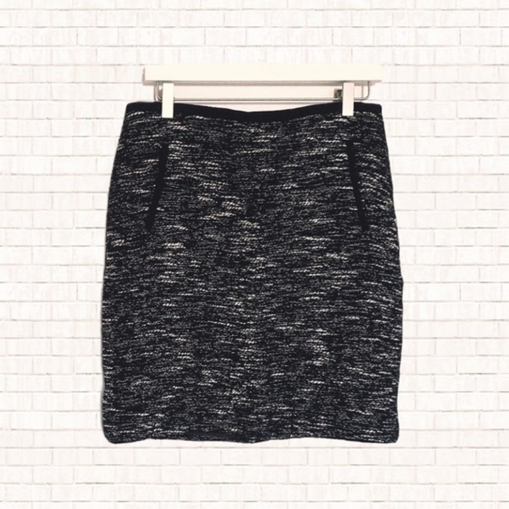 Talbots Pencil Skirt • Black Space Dye Wool Pencil Skirt Fully Lined 8 NWOT OBO